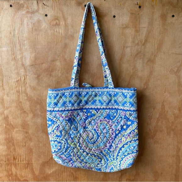 Vera Bradley quilted Paisley blue and yellow Shoulder Tote - Picture 6 of 6